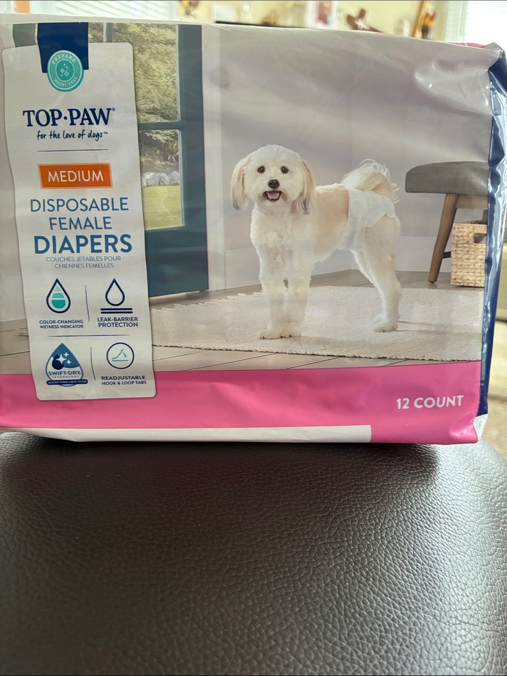 Top Paw Disposable Female Dog Diapers - Pink and White Pack
